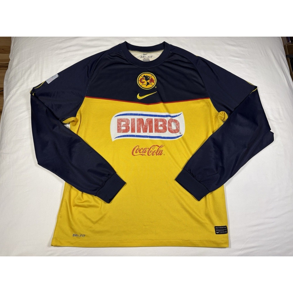 Vintage Nike Club America Jersey 2005 2006 Long Sleeve Yellow Bimbo Mens Large